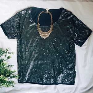 Dark Navy J Crew Sequined Top 🖤